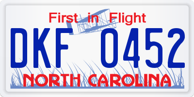 NC license plate DKF0452