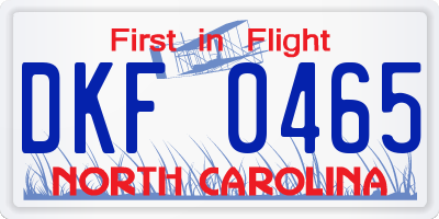 NC license plate DKF0465