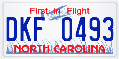 NC license plate DKF0493