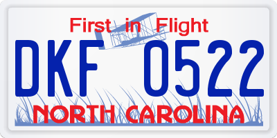 NC license plate DKF0522