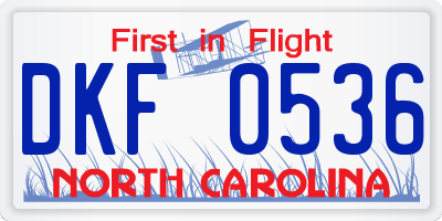 NC license plate DKF0536