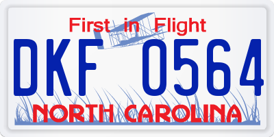 NC license plate DKF0564