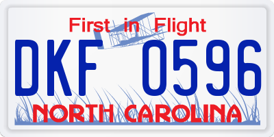 NC license plate DKF0596