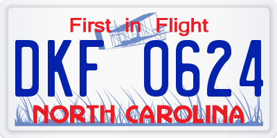 NC license plate DKF0624
