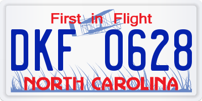 NC license plate DKF0628