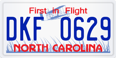 NC license plate DKF0629