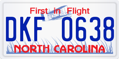 NC license plate DKF0638