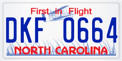 NC license plate DKF0664