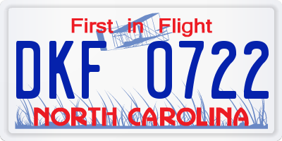 NC license plate DKF0722