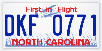 NC license plate DKF0771