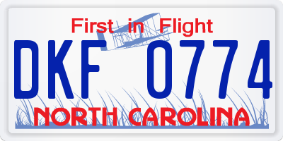 NC license plate DKF0774