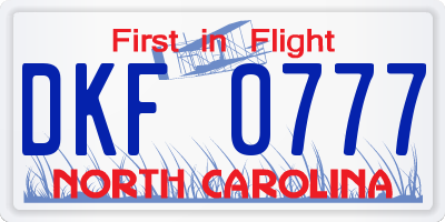 NC license plate DKF0777