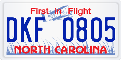 NC license plate DKF0805
