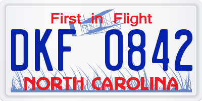 NC license plate DKF0842