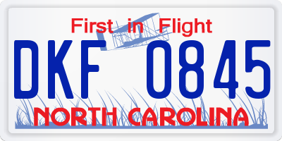 NC license plate DKF0845