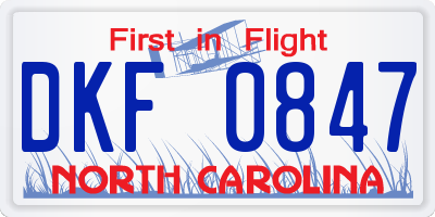 NC license plate DKF0847