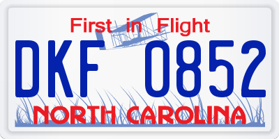 NC license plate DKF0852