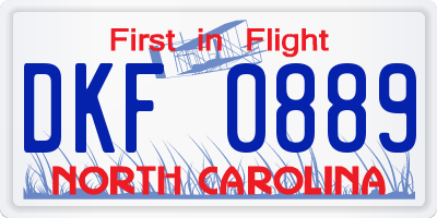 NC license plate DKF0889