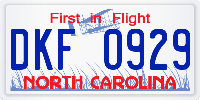 NC license plate DKF0929