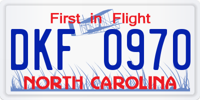 NC license plate DKF0970