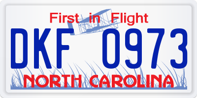 NC license plate DKF0973