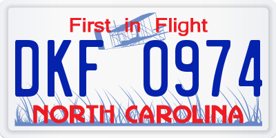NC license plate DKF0974