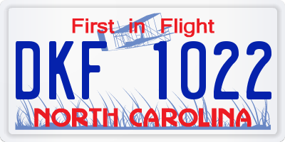 NC license plate DKF1022