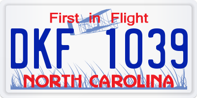 NC license plate DKF1039