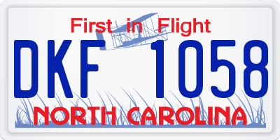 NC license plate DKF1058