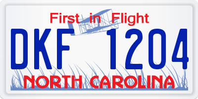 NC license plate DKF1204