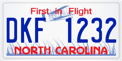 NC license plate DKF1232