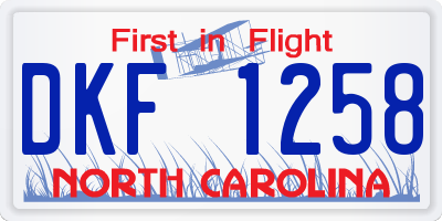 NC license plate DKF1258
