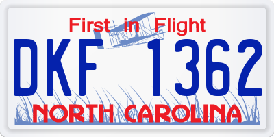 NC license plate DKF1362
