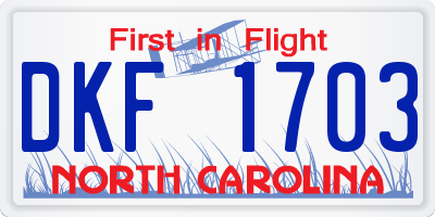 NC license plate DKF1703