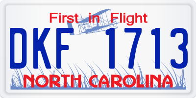 NC license plate DKF1713