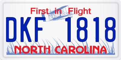 NC license plate DKF1818