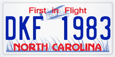 NC license plate DKF1983