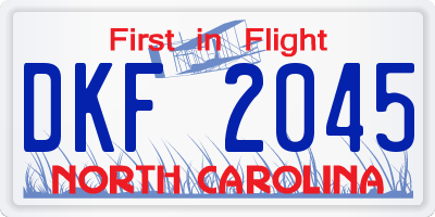 NC license plate DKF2045