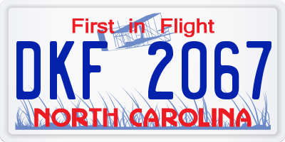 NC license plate DKF2067