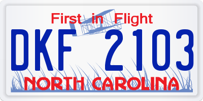 NC license plate DKF2103