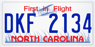NC license plate DKF2134