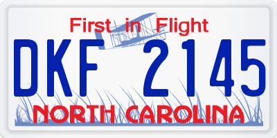 NC license plate DKF2145