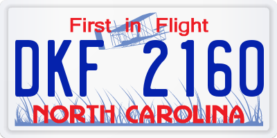 NC license plate DKF2160