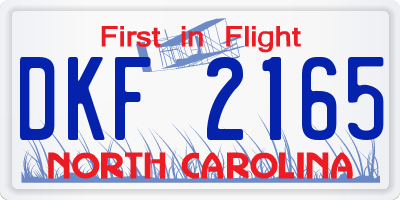 NC license plate DKF2165