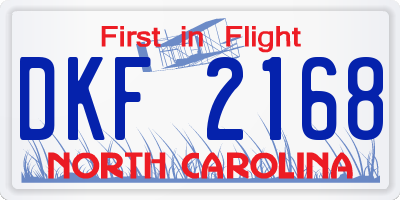 NC license plate DKF2168