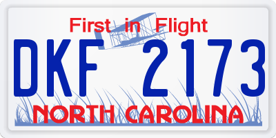 NC license plate DKF2173