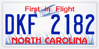 NC license plate DKF2182