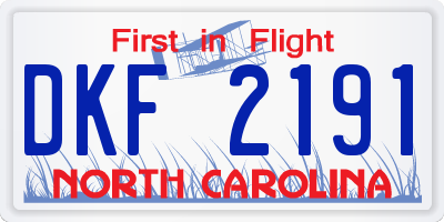 NC license plate DKF2191
