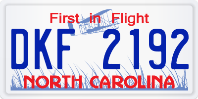 NC license plate DKF2192