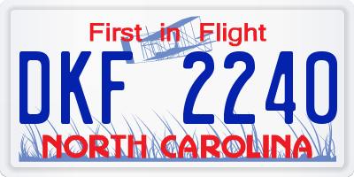NC license plate DKF2240